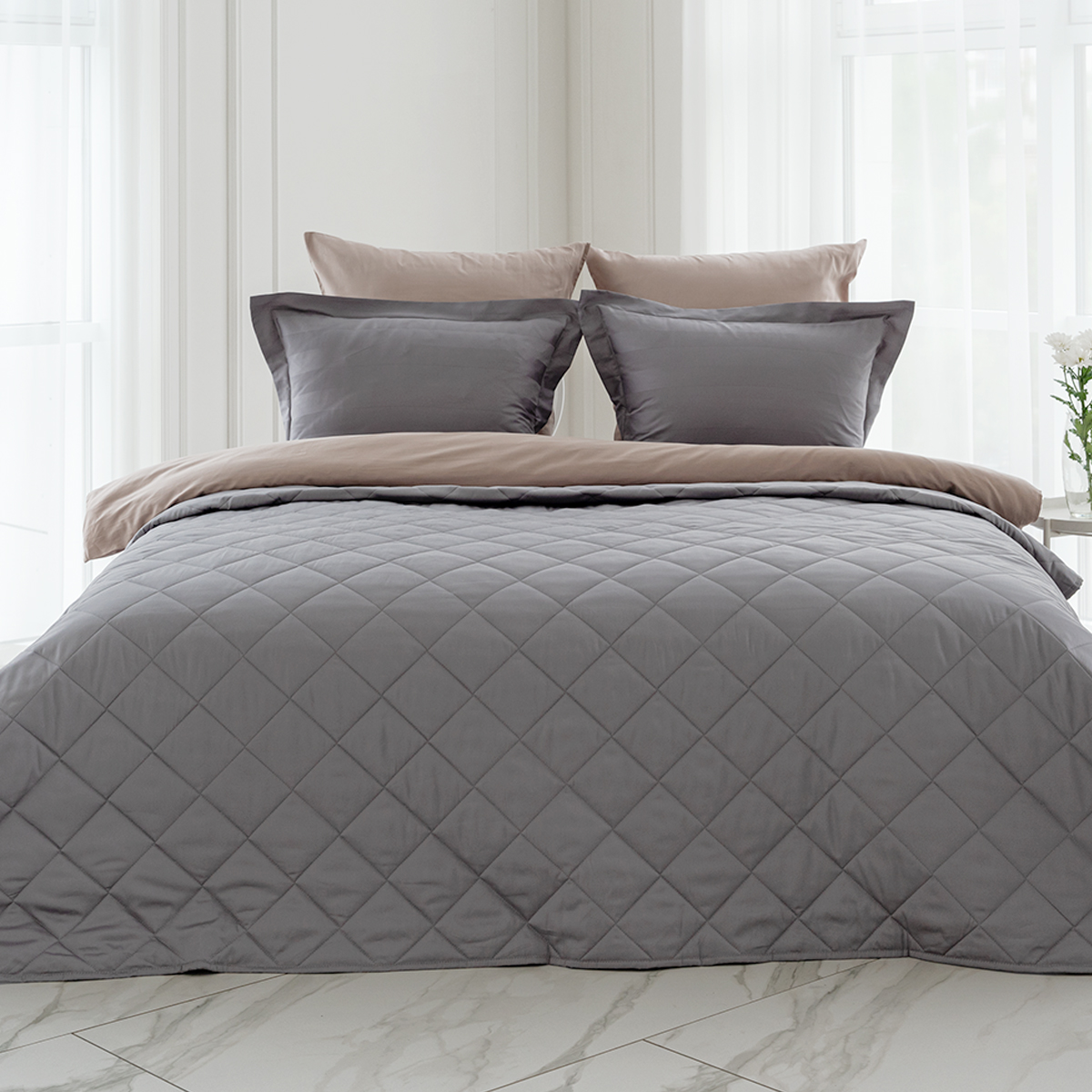 Покрывало хлопковое | ПОКРЫВАЛО ХЛОПКОВОЕ | ОДНОТОННОЕ МАКО-САТИН АНТРАЦИТ